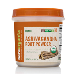 BareOrganics ASHWAGANDHA ROOT POWDER (Raw Organic) (8oz) 227g