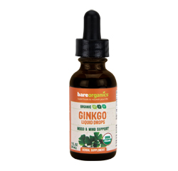 BareOrganics GINKGO LIQUID DROPS (Organic) (1 fl oz) 30ml