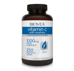VITAMIN C with ROSEHIPS 1000mg 250 Vegetarian Tablets